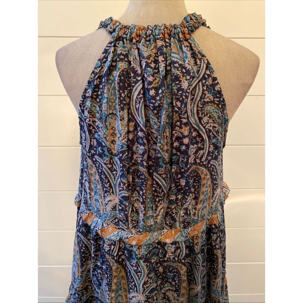 Caroline Constas Blue Paisley Halter Cotton Long Boho Maxi Dress M NWT/002 - Picture 7 of 13
